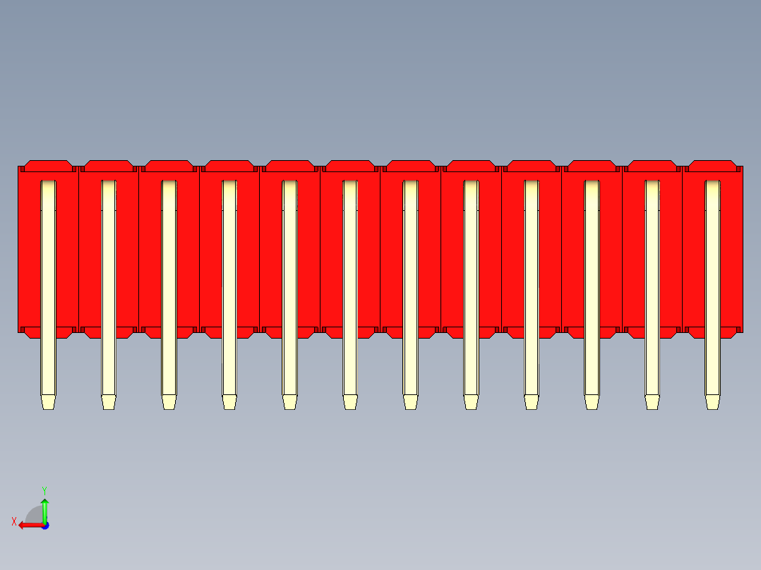 彩色公排针 100mil 2.54mm 系列-DS1022_red_3x12p_100mil_TypeD_rev1.0后视图