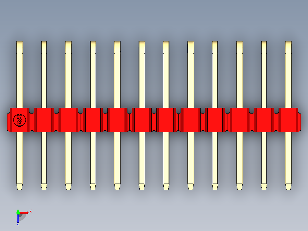 彩色公排针 100mil 2.54mm 系列-DS1022_red_3x12p_100mil_TypeD_rev1.0俯视图