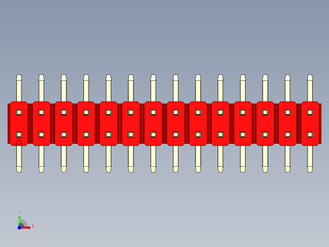 彩色公排针 100mil 2.54mm 系列-DS1022_red_28p_100mil_TypeSMT_rev1.0前视图