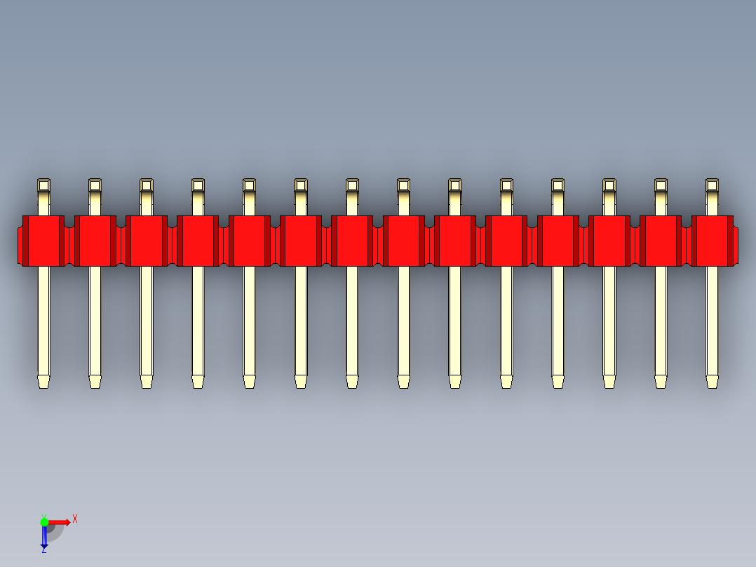 彩色公排针 100mil 2.54mm 系列-DS1022_red_28p_100mil_TypeSMT_rev1.0俯视图
