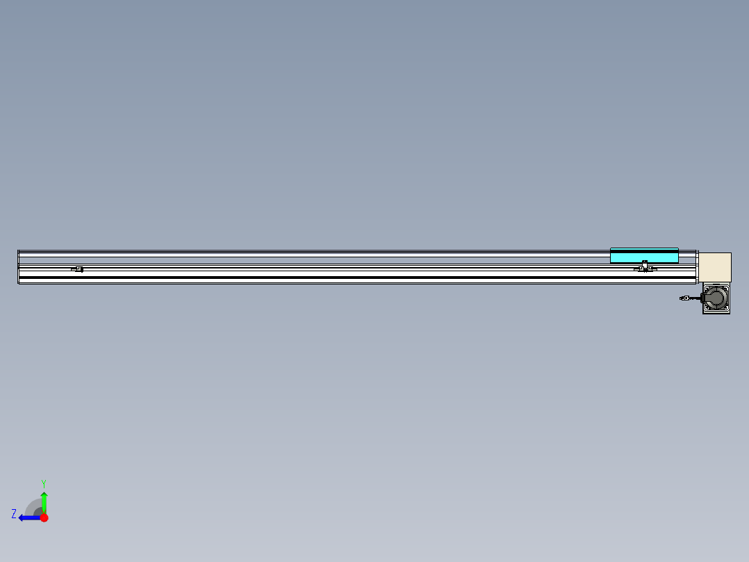同步带滑台-半封闭B22H-L100-C-S1900-LD-P75-D3-N5右视图