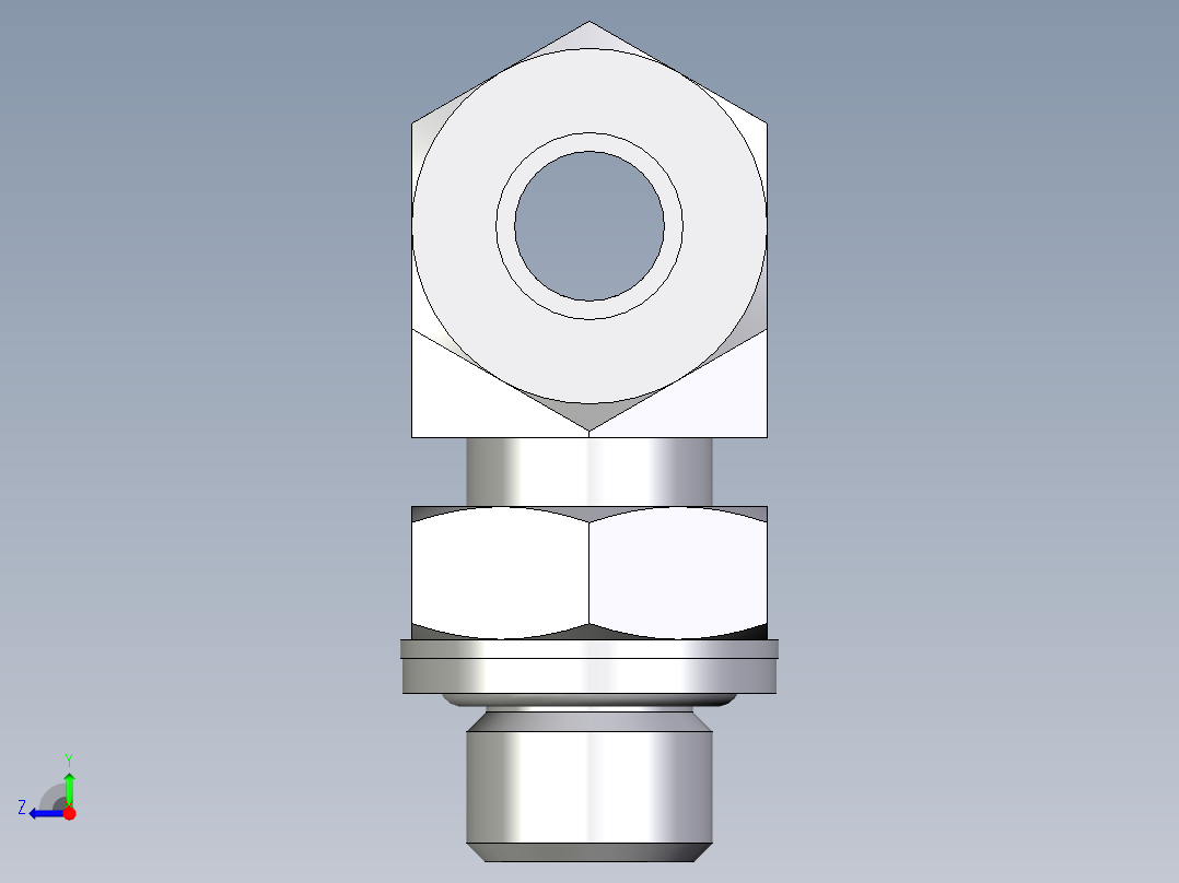 卡套式工业通用硬管接头EO_Adjustable_locknut_branch_tee_TEE10ZLRCF右视图