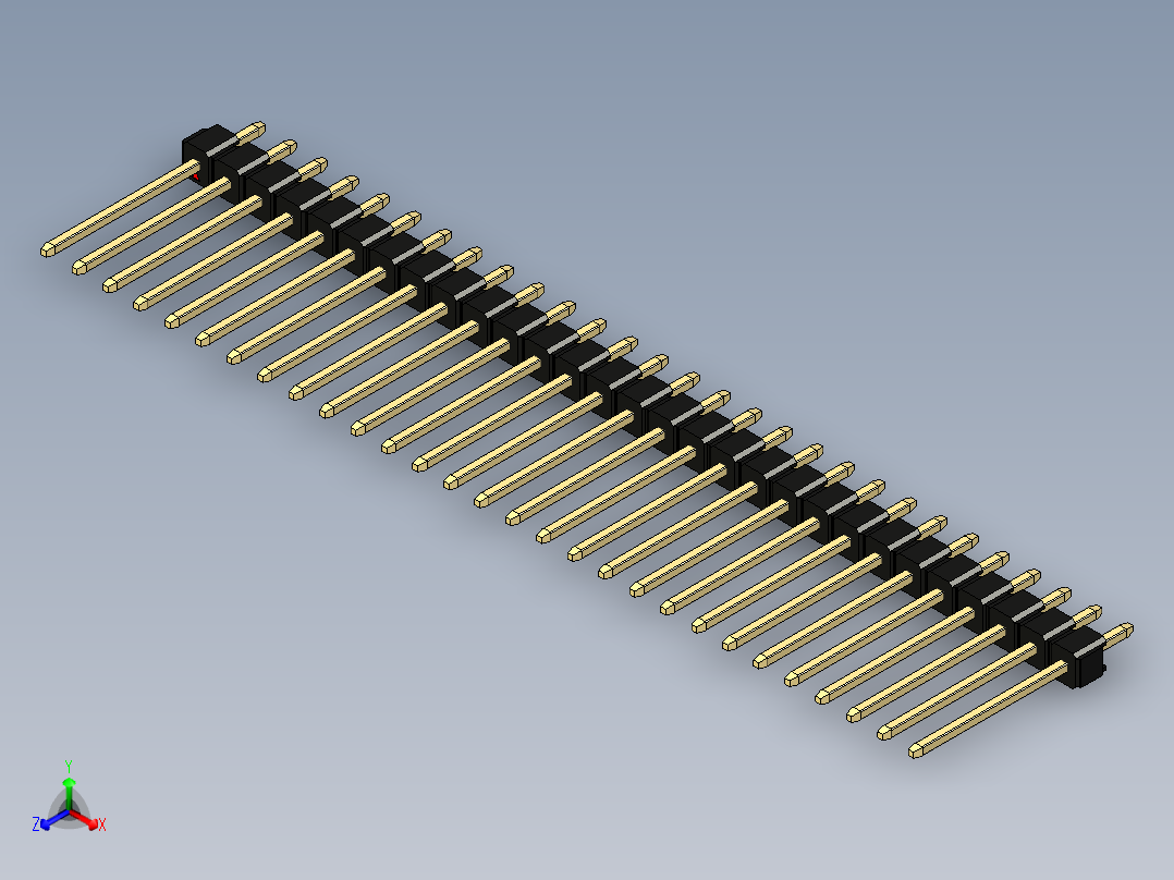 彩色公头100mil（2.54mm）系列-DS1021_black_1x29p_100mil_Type5_rev1.0正等轴测图