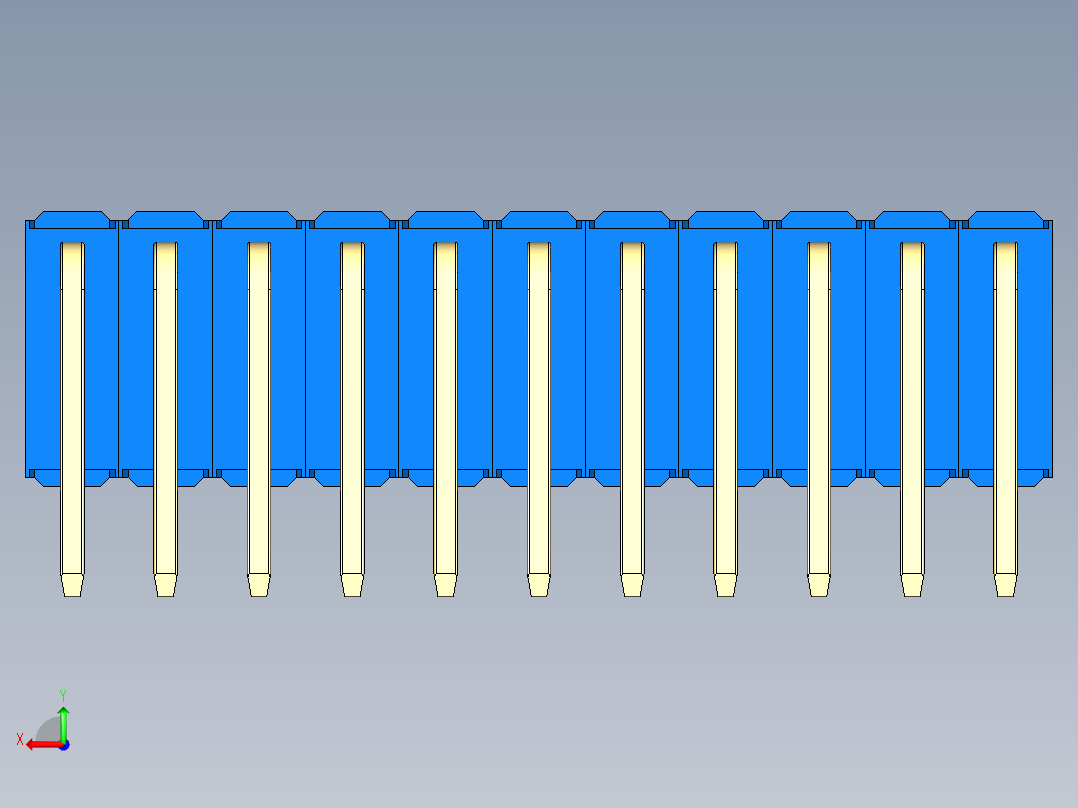 彩色公排针 100mil 2.54mm 系列-DS1022_blue_3x11p_100mil_TypeD_rev1.0后视图