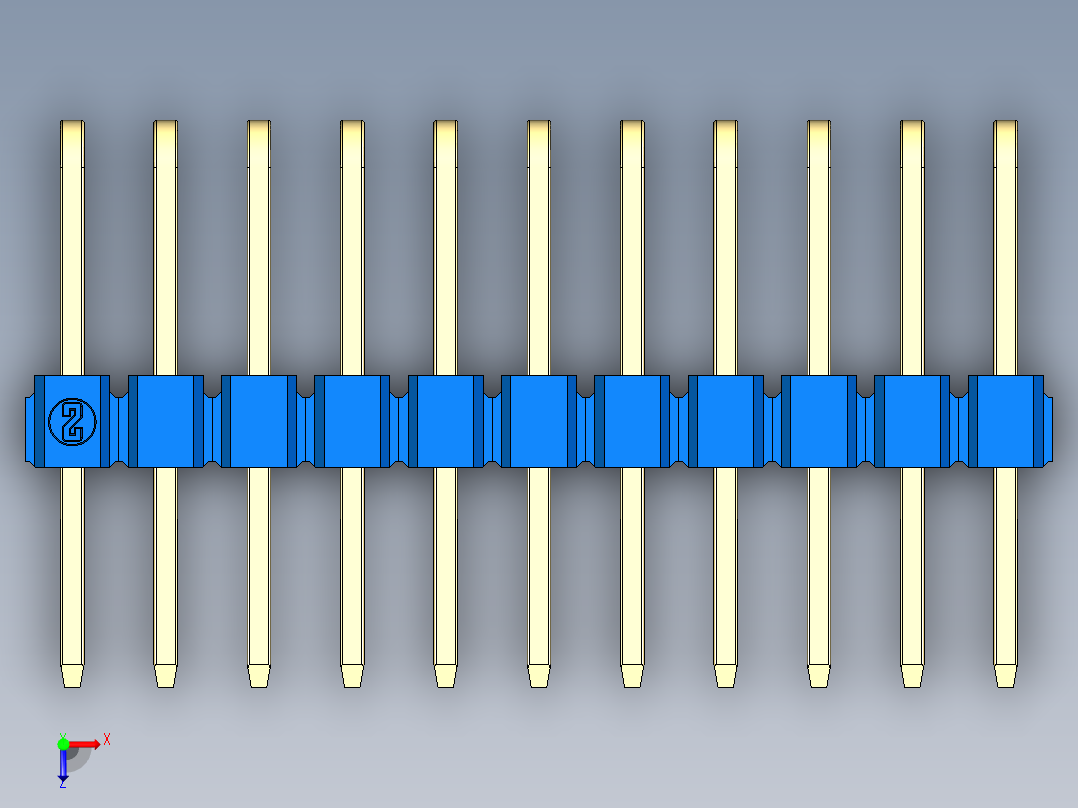 彩色公排针 100mil 2.54mm 系列-DS1022_blue_3x11p_100mil_TypeD_rev1.0俯视图