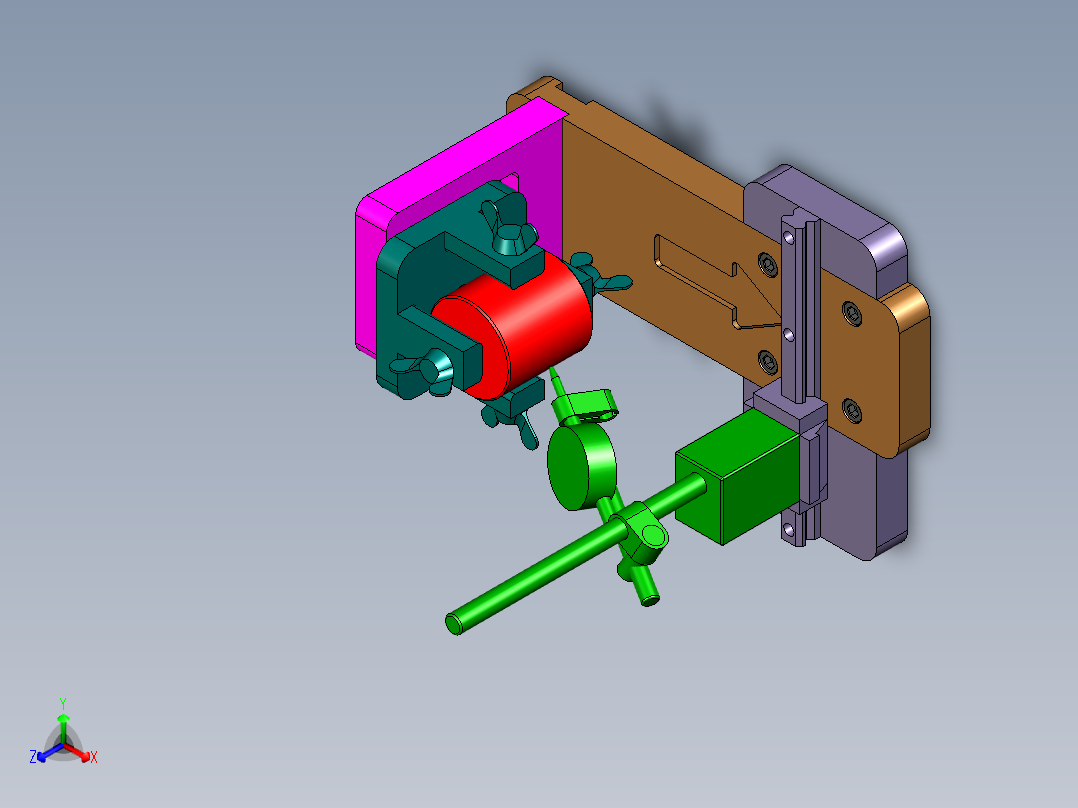 四爪找正夹具模型三维夹具设计正等轴测图