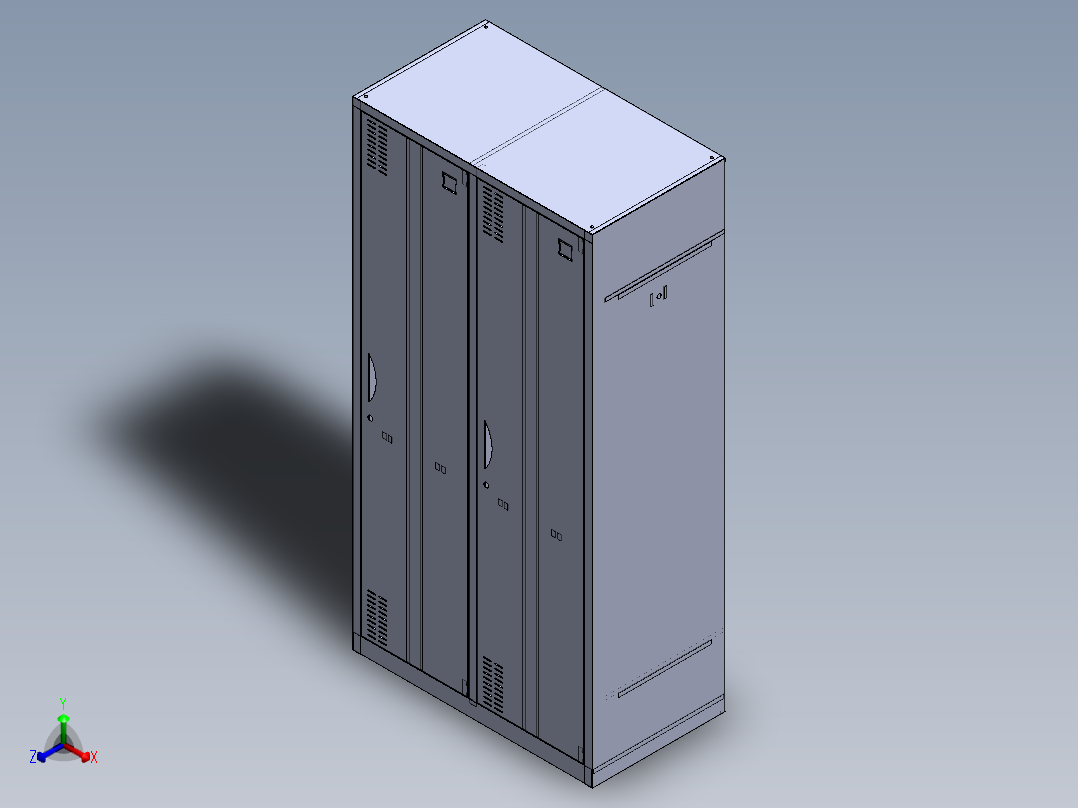 二门更衣柜正等轴测图