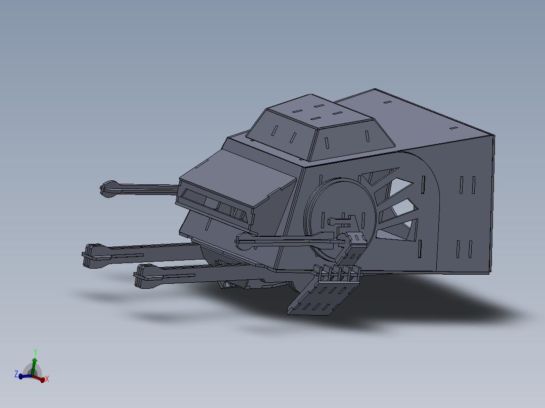 AT-AT帝国步行机四足<span style='color: red'>机器人</span>拼装模型3D图纸 Solidworks 附STEP