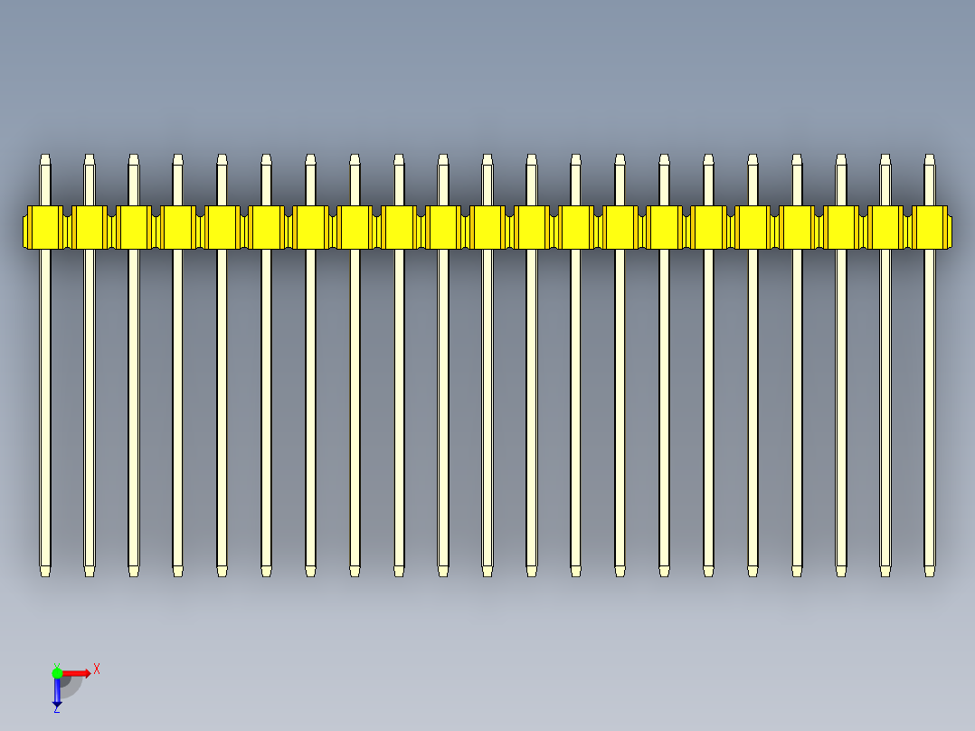 彩色公头100mil（2.54mm）系列-DS1021_yellow_3x21p_100mil_Type19_rev1.0俯视图