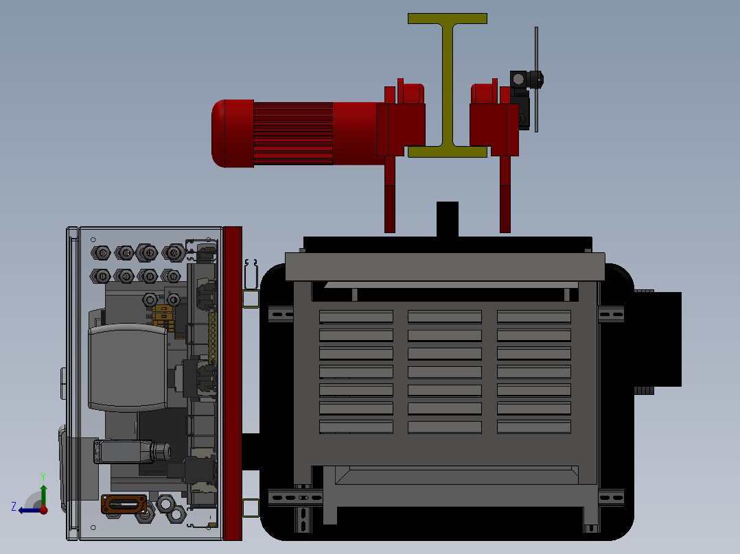 10吨电动葫芦起重机(带电控柜)右视图