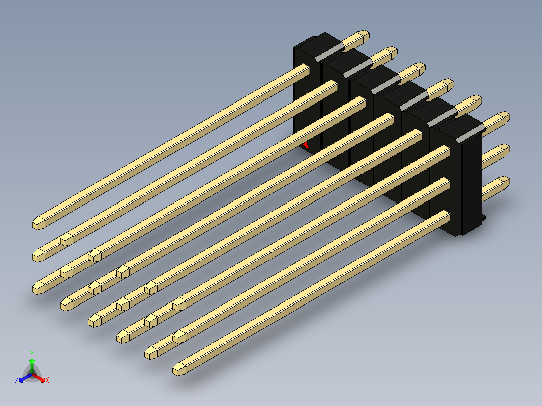 彩色公头100mil（2.54mm）系列-DS1021_black_3x06p_100mil_Type43_rev1.0正等轴测图