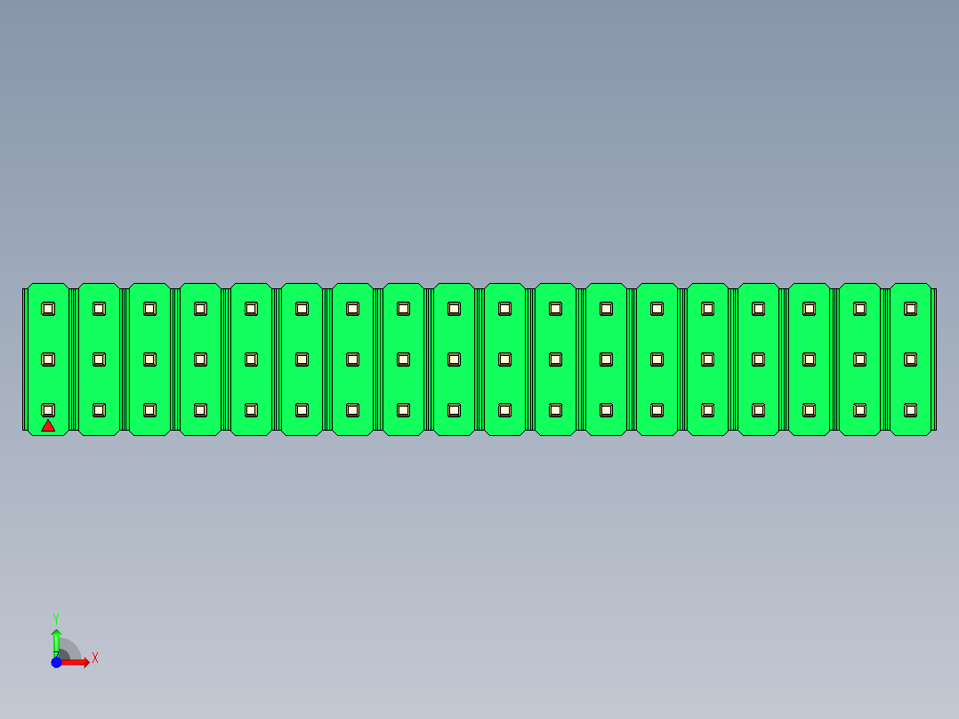彩色公头100mil（2.54mm）系列-DS1021_green_3x18p_100mil_Type1_rev1.0前视图
