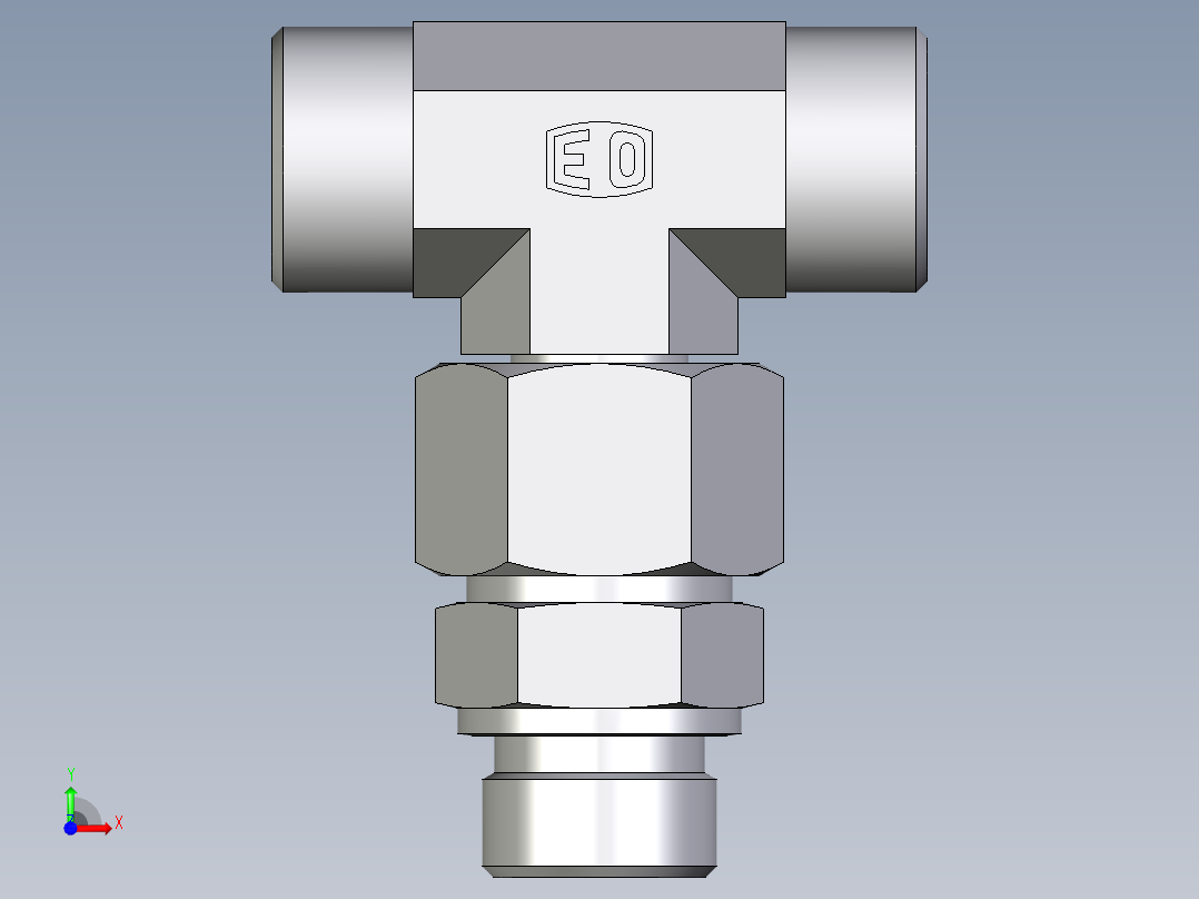 卡套式工业通用硬管接头EO_Assembled_adjustable_standpipe_branch_tee_EVT20SROMD71前视图
