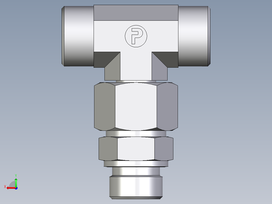 卡套式工业通用硬管接头EO_Assembled_adjustable_standpipe_branch_tee_EVT20SROMD71后视图