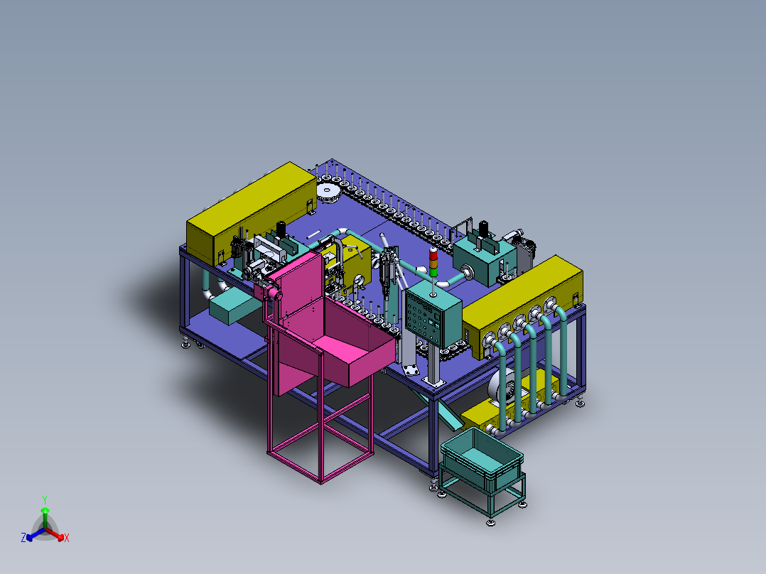 H587 链条循环式钢管喷涂机正等轴测图