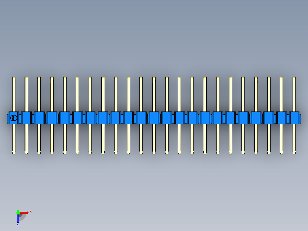 彩色公排针 100mil 2.54mm 系列-DS1022_blue_3x23p_100mil_TypeD_rev1.0俯视图