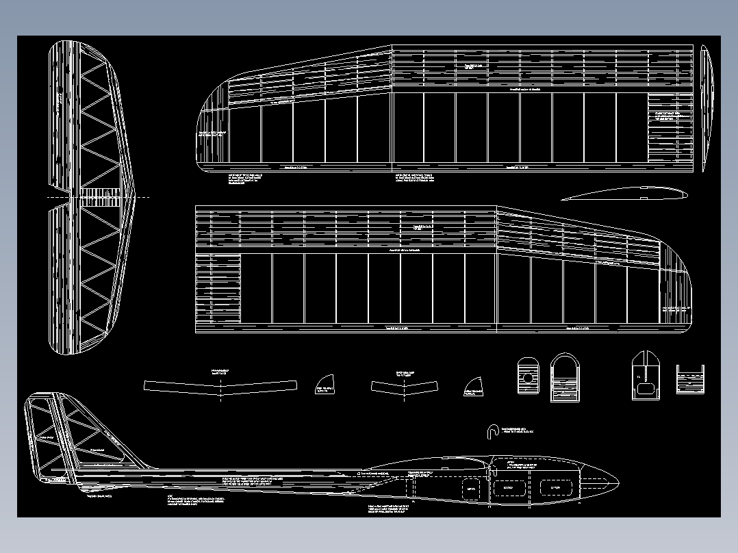<span style='color: red'>模型</span>飞机滑翔机<span style='color: red'>CAD</span>图纸