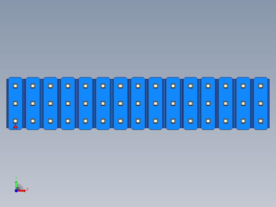 彩色公头100mil（2.54mm）系列-DS1021_blue_3x15p_100mil_Type43_rev1.0前视图