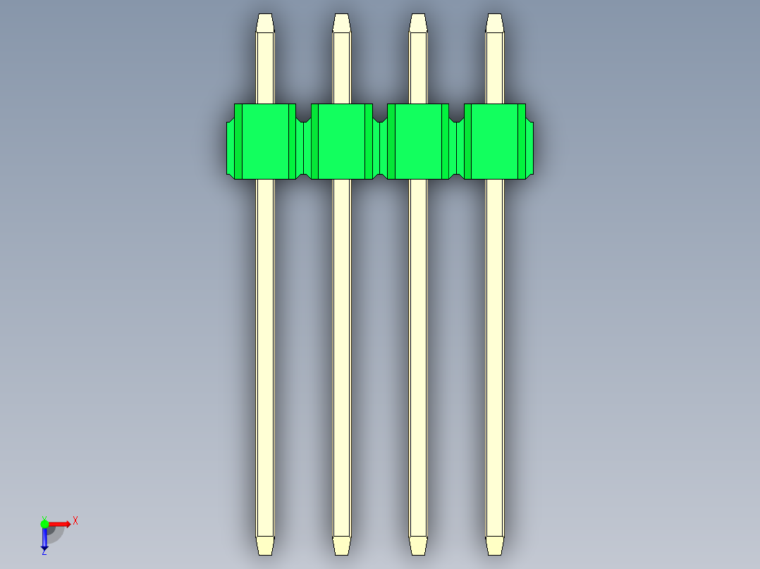 彩色公头100mil（2.54mm）系列-DS1021_green_1x04p_100mil_Type5_rev1.0俯视图