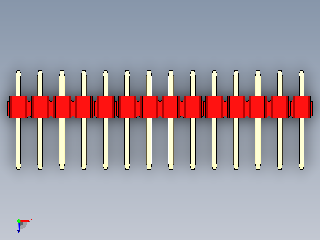 彩色公头100mil（2.54mm）系列-DS1021_red_2x14p_100mil_Type1_rev1.0俯视图