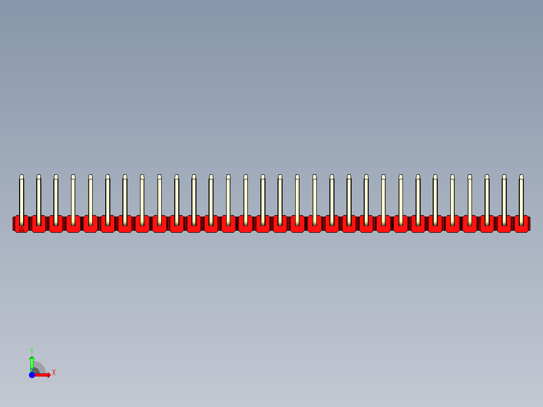 彩色公排针 100mil 2.54mm 系列-DS1022_red_30p_100mil_TypeU_rev1.0前视图