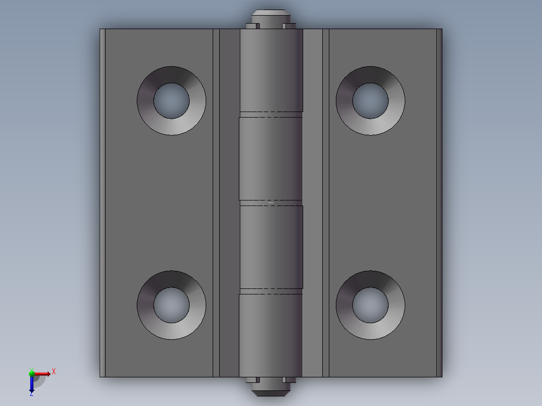 合页AKQ01-G-X-6263A-150(外形尺寸62-63 孔距36-37)铝合金本色俯视图