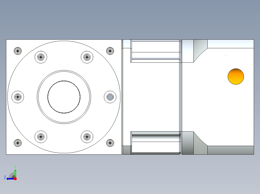 换向器PW90单轴 PGH90-L1 19-70-90-M6.stp右视图