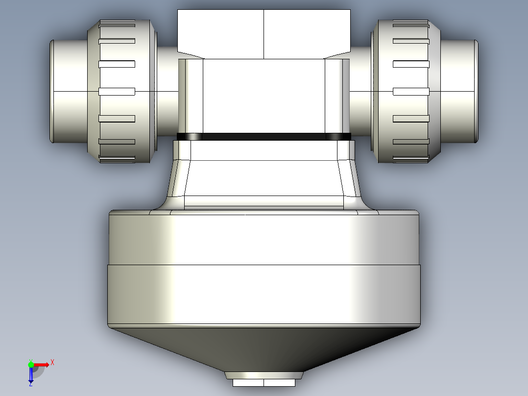8DKMUACCP NO-DA 气动隔膜阀、常开型双作用，与溶剂焊接女性联盟结束，ASTM PVC-C系列俯视图