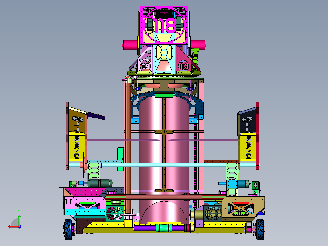全方位运动投掷球体AI识别机器人后视图