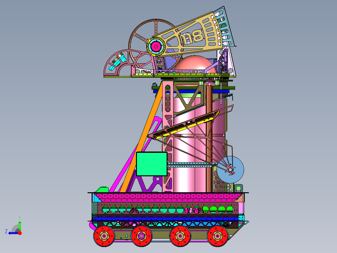 全方位运动投掷球体AI识别机器人右视图