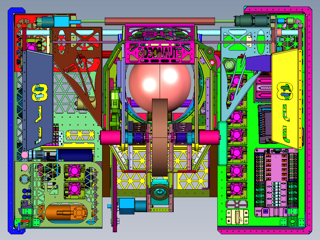 全方位运动投掷球体AI识别机器人俯视图
