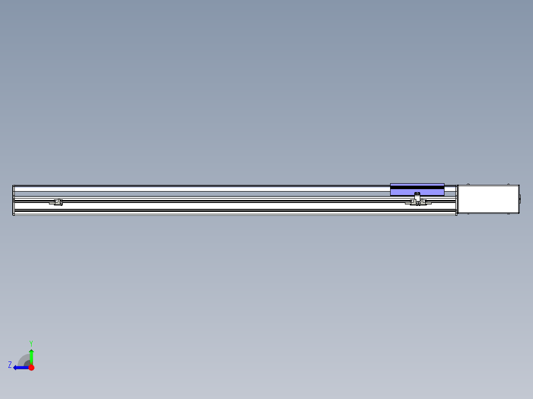 同步带滑台-半封闭B17H-L50-S1050-R-P75-D3右视图