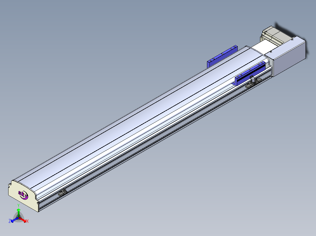 同步带滑台-半封闭B17H-L50-S1050-R-P75-D3正等轴测图
