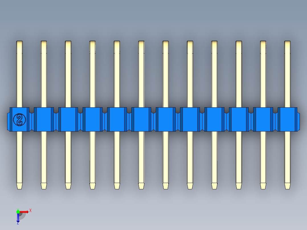 彩色公排针 100mil 2.54mm 系列-DS1022_blue_3x12p_100mil_TypeD_rev1.0俯视图