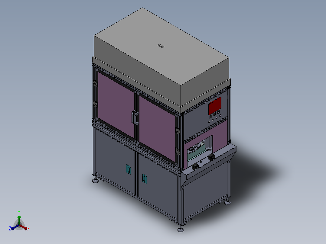 手机半自动贴膜机正等轴测图