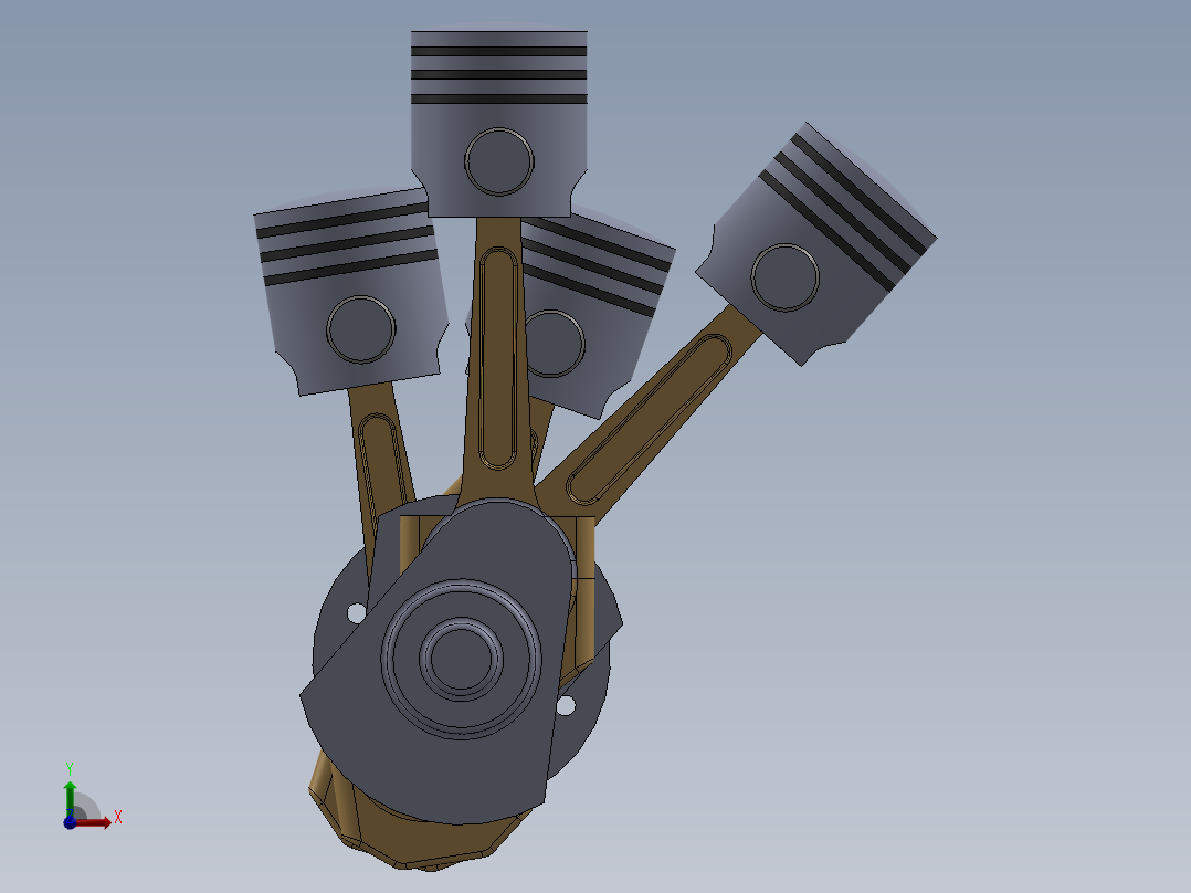 4缸汽车发动机前视图