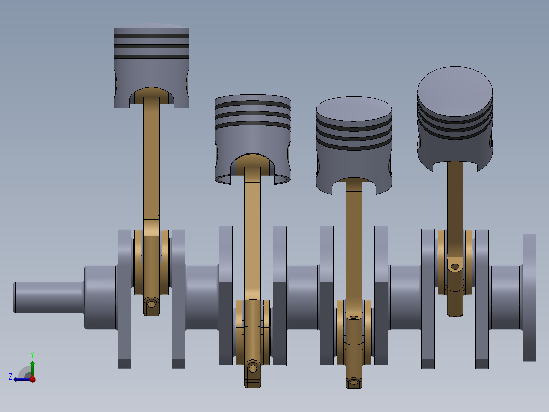 4缸汽车发动机右视图