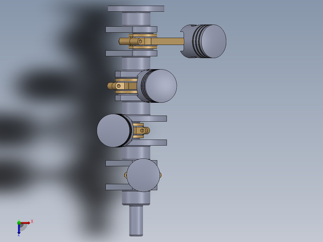 4缸汽车发动机俯视图