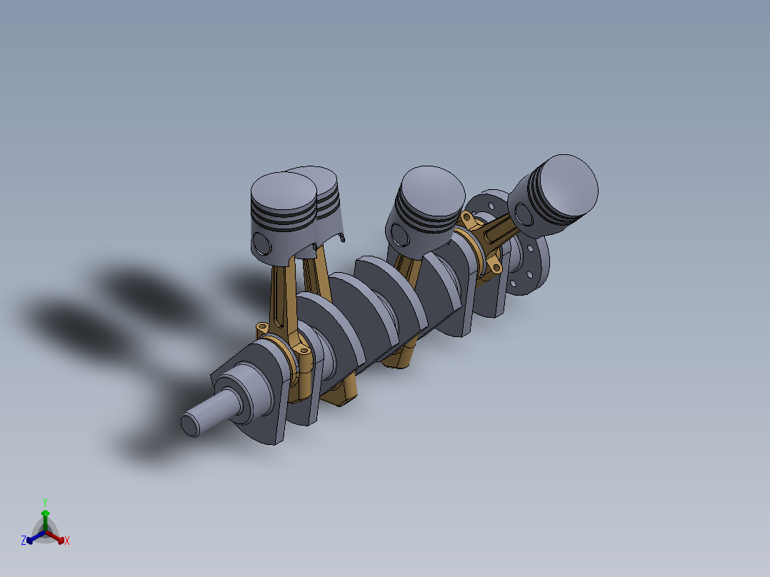4缸汽车发动机正等轴测图