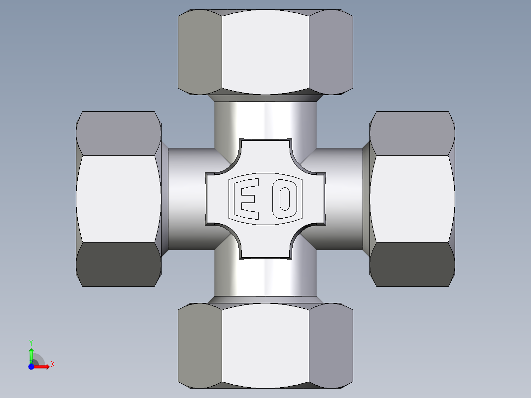 卡套式工业通用硬管接头EO_Union_cross_K18ZL71前视图