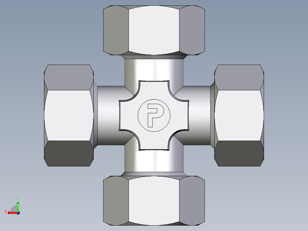卡套式工业通用硬管接头EO_Union_cross_K18ZL71后视图