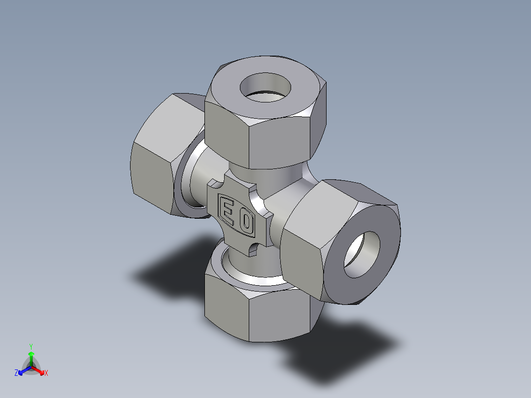 卡套式工业通用硬管接头EO_Union_cross_K18ZL71正等轴测图