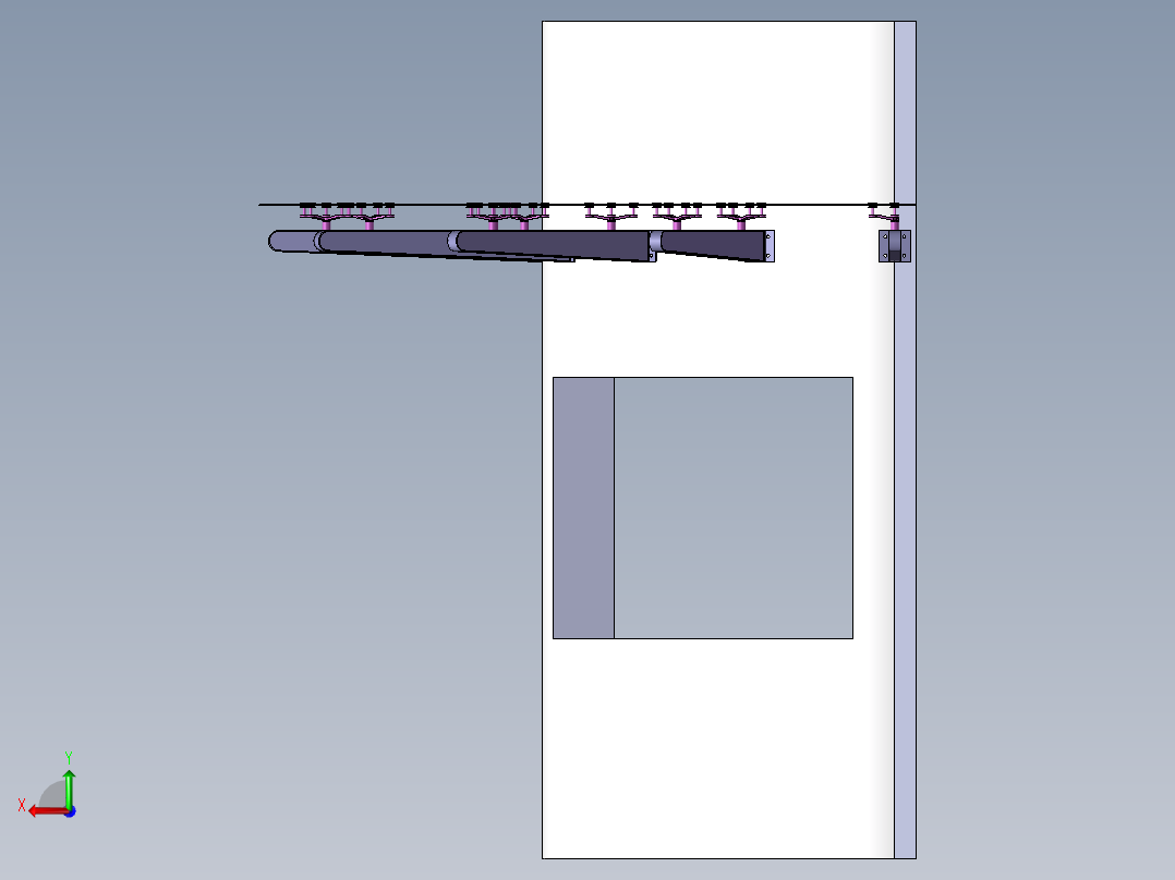 带驳接爪的玻璃雨棚后视图
