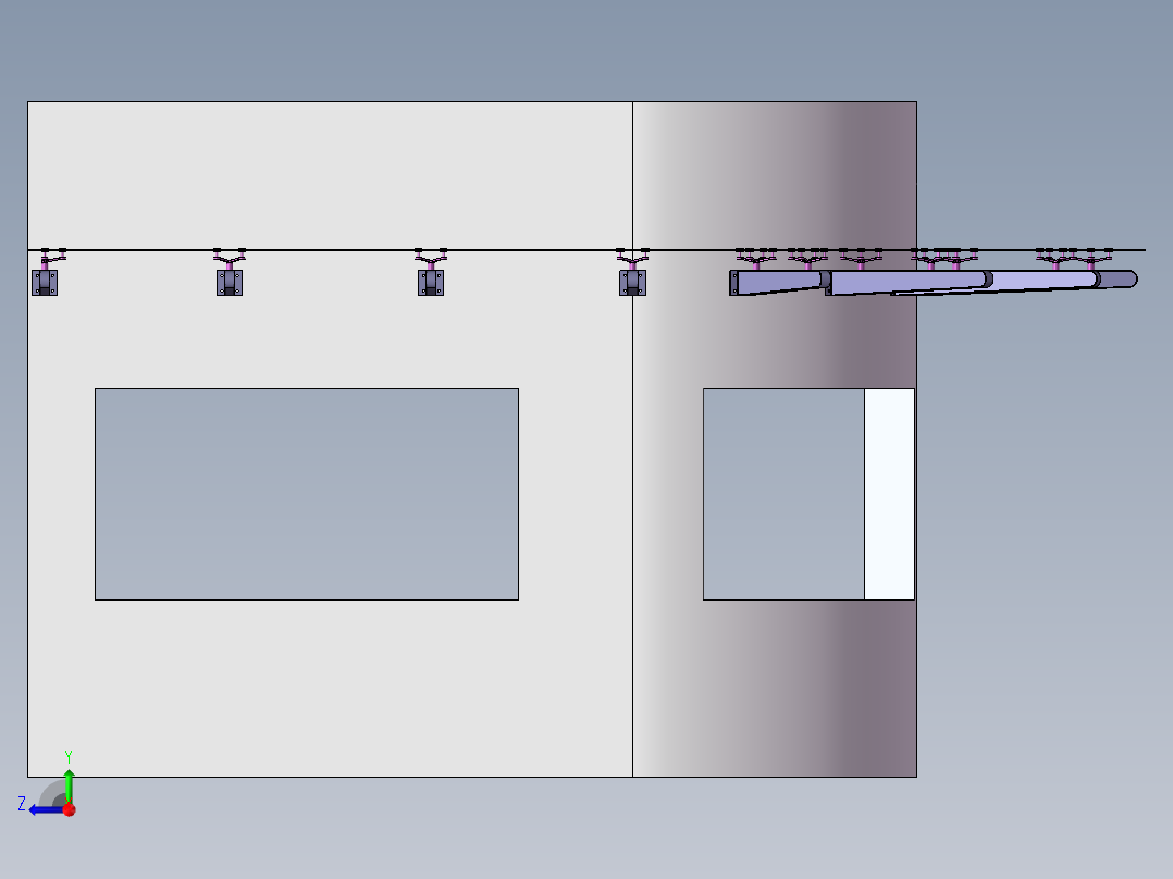 带驳接爪的玻璃雨棚右视图