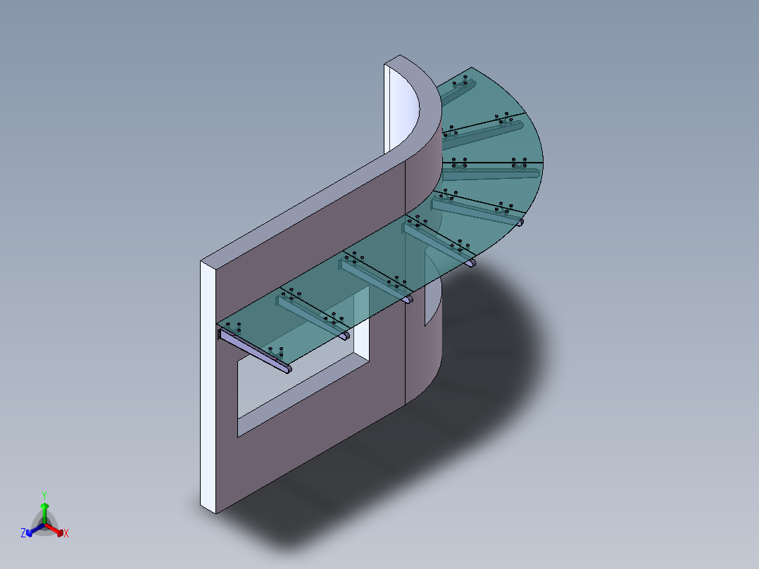 带驳接爪的玻璃雨棚正等轴测图