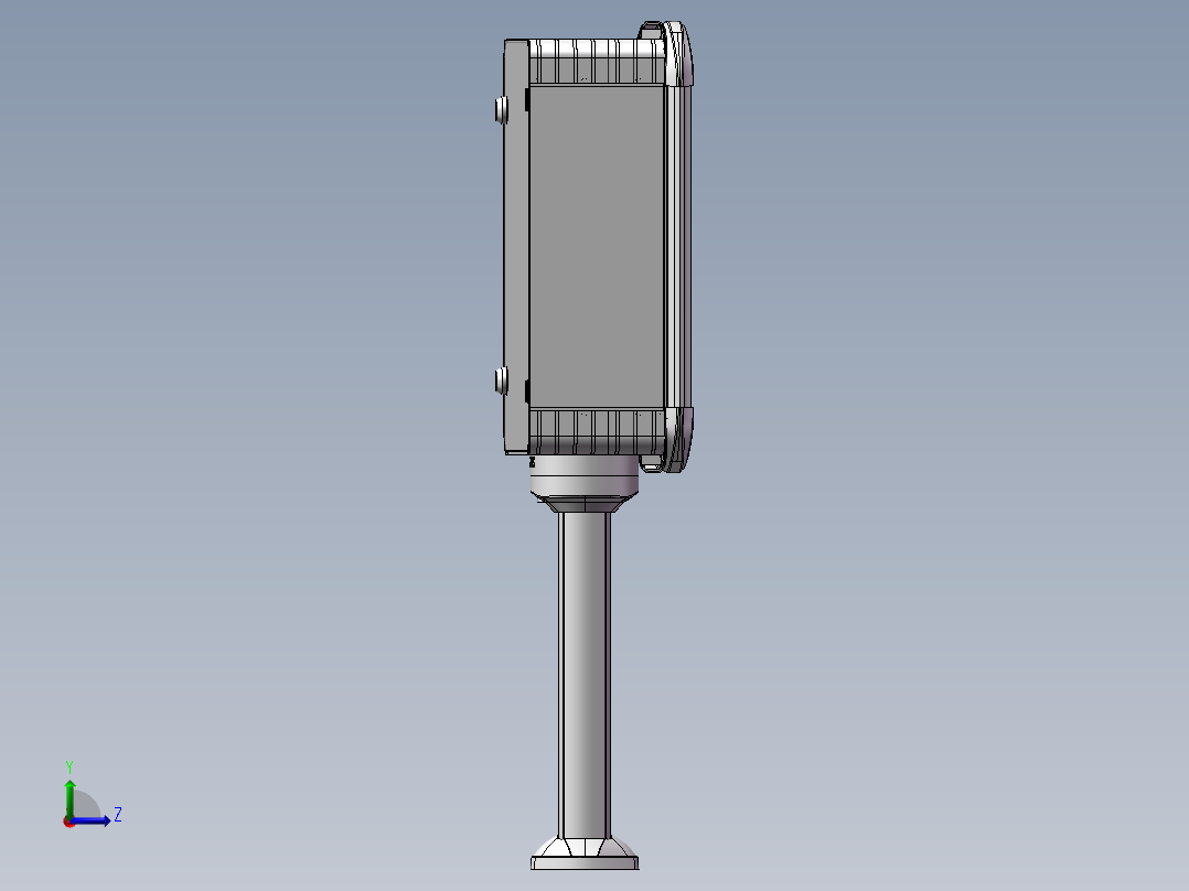 向下固定底座+箱体连接器+控制箱左视图