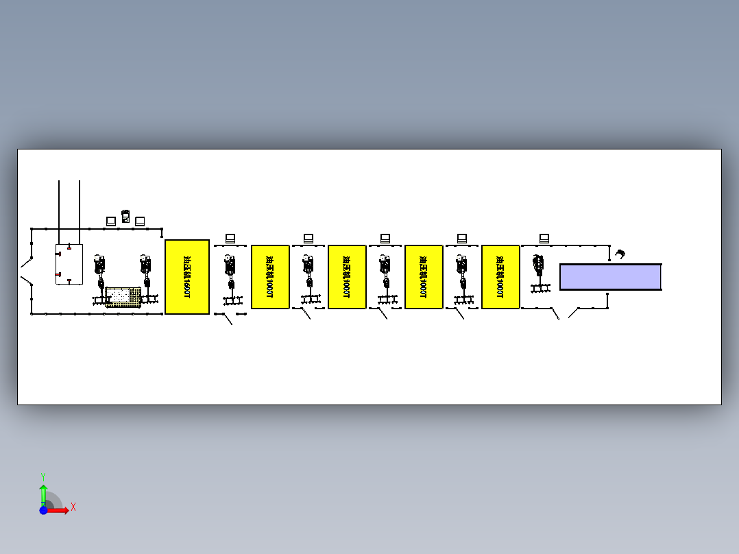 汽车门板冲压自动生产线三维模型设计前视图