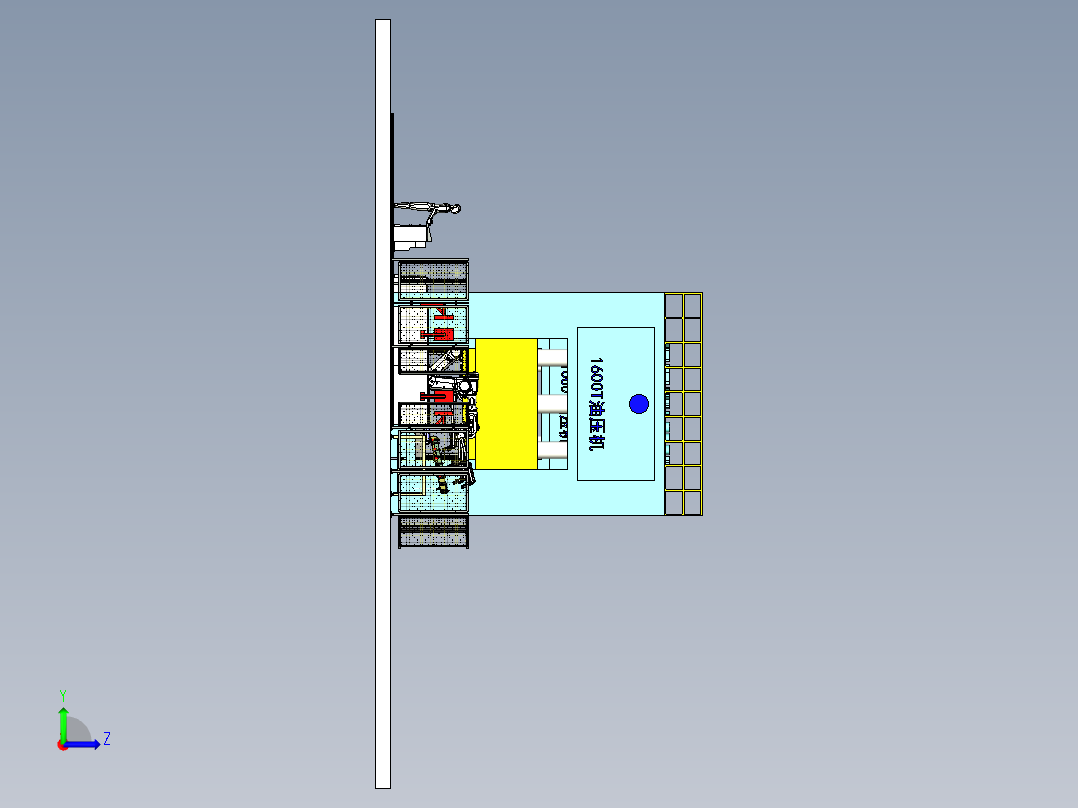 汽车门板冲压自动生产线三维模型设计左视图