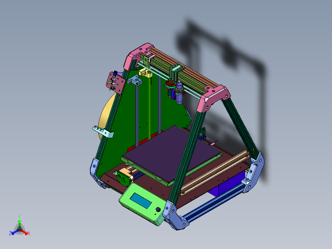 迷你三维立体玩具3d打印机正等轴测图