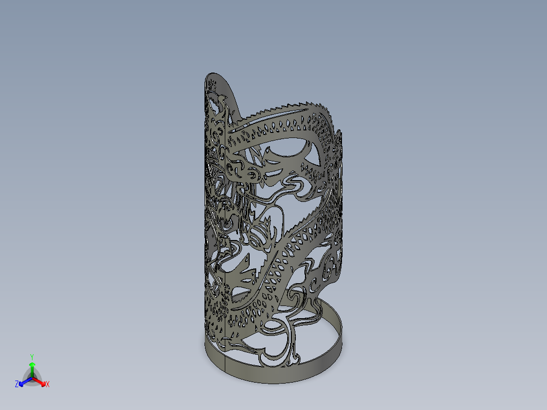 祥龙圆筒工艺品正等轴测图
